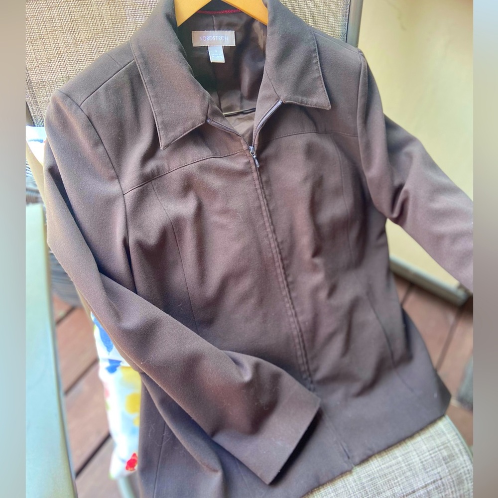 Chocolate Brown Zipup Blazer Jacket